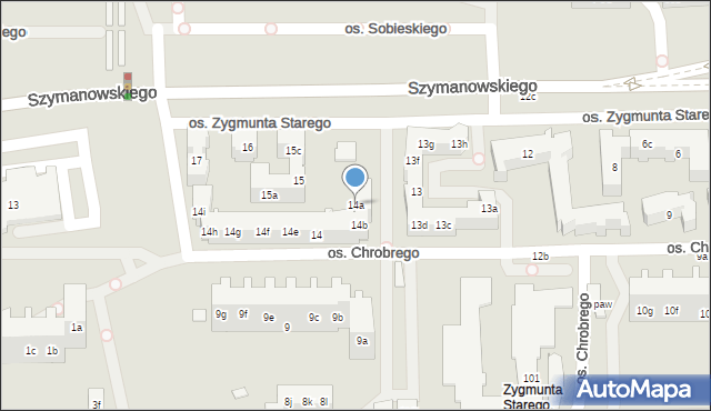 Poznań, Osiedle Zygmunta Starego, 14a, mapa Poznania