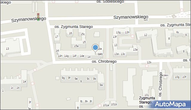 Poznań, Osiedle Zygmunta Starego, 14c, mapa Poznania