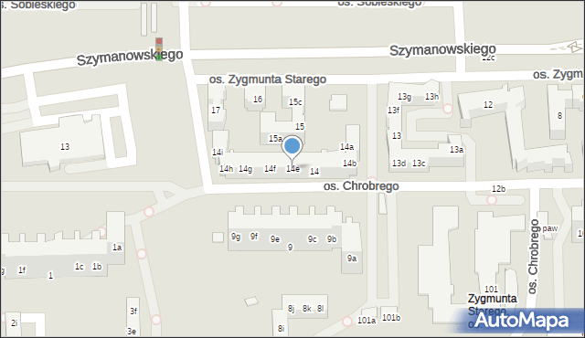 Poznań, Osiedle Zygmunta Starego, 14e, mapa Poznania