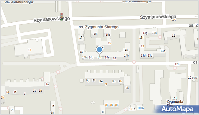 Poznań, Osiedle Zygmunta Starego, 14f, mapa Poznania