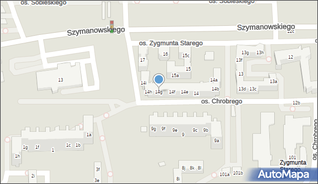 Poznań, Osiedle Zygmunta Starego, 14g, mapa Poznania