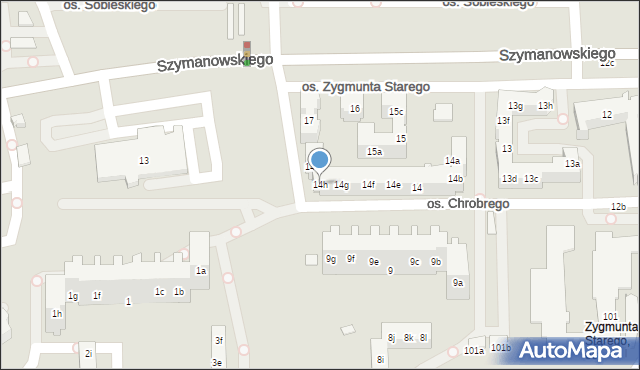 Poznań, Osiedle Zygmunta Starego, 14h, mapa Poznania