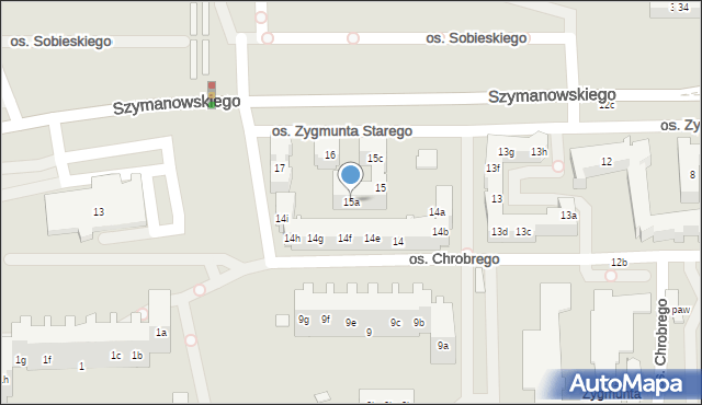 Poznań, Osiedle Zygmunta Starego, 15a, mapa Poznania