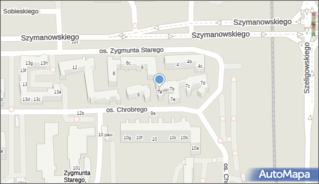 Poznań, Osiedle Zygmunta Starego, 7a, mapa Poznania
