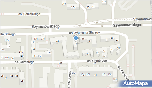 Poznań, Osiedle Zygmunta Starego, 8, mapa Poznania