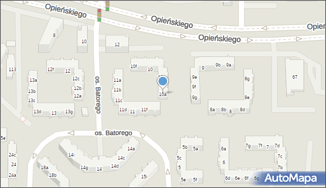 Poznań, Osiedle Stefana Batorego, 10a, mapa Poznania