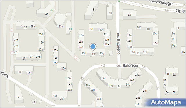 Poznań, Osiedle Stefana Batorego, 13, mapa Poznania