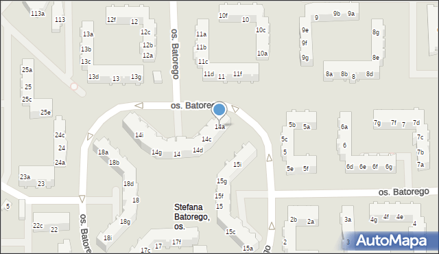 Poznań, Osiedle Stefana Batorego, 14a, mapa Poznania