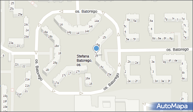 Poznań, Osiedle Stefana Batorego, 15, mapa Poznania