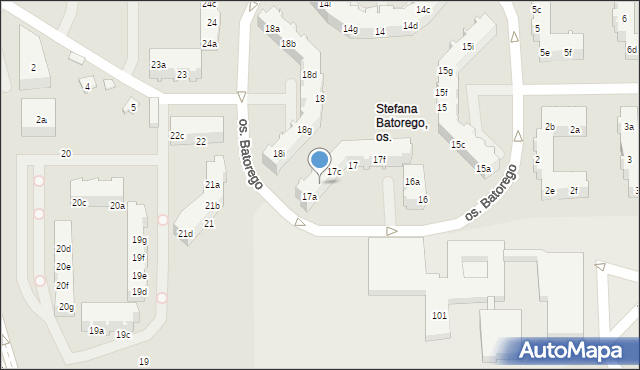 Poznań, Osiedle Stefana Batorego, 17b, mapa Poznania