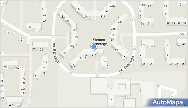 Poznań, Osiedle Stefana Batorego, 17f, mapa Poznania