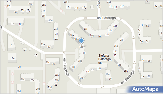 Poznań, Osiedle Stefana Batorego, 18d, mapa Poznania