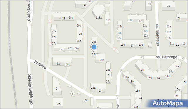 Poznań, Osiedle Stefana Batorego, 25c, mapa Poznania