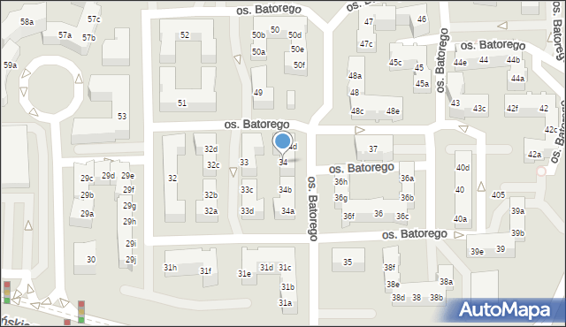 Poznań, Osiedle Stefana Batorego, 34, mapa Poznania