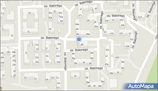 Poznań, Osiedle Stefana Batorego, 37a, mapa Poznania