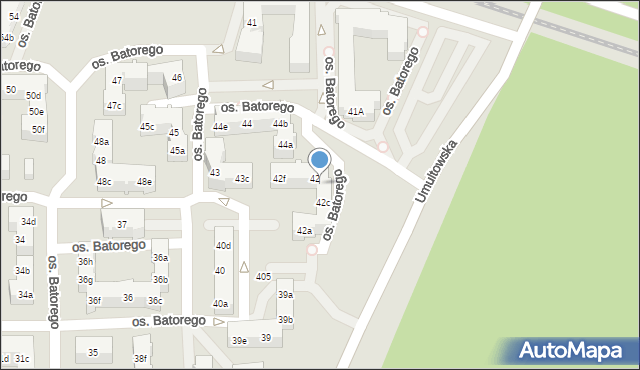 Poznań, Osiedle Stefana Batorego, 42d, mapa Poznania