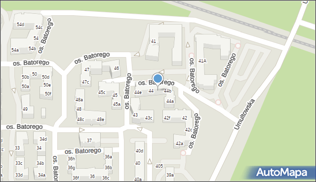 Poznań, Osiedle Stefana Batorego, 44c, mapa Poznania