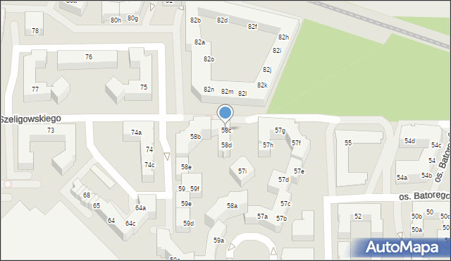 Poznań, Osiedle Stefana Batorego, 58c, mapa Poznania