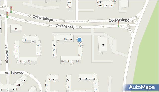 Poznań, Osiedle Stefana Batorego, 8g, mapa Poznania