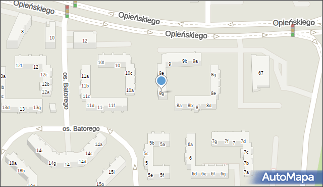 Poznań, Osiedle Stefana Batorego, 9g, mapa Poznania