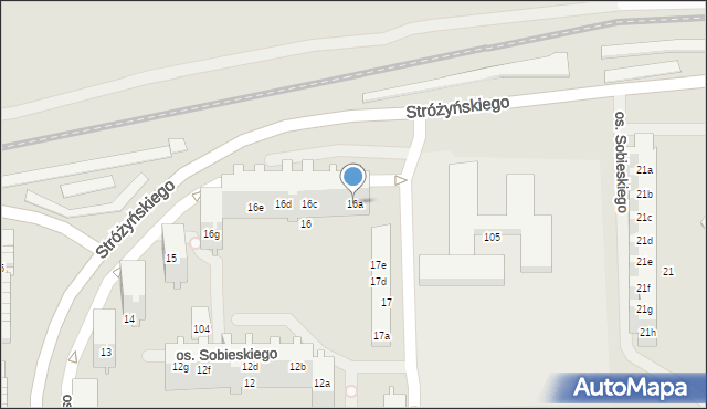 Poznań, Osiedle Króla Jana III Sobieskiego, 16a, mapa Poznania