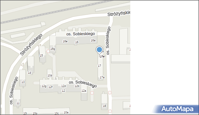 Poznań, Osiedle Króla Jana III Sobieskiego, 17e, mapa Poznania