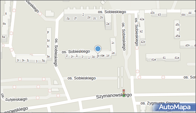 Poznań, Osiedle Króla Jana III Sobieskiego, 1f, mapa Poznania