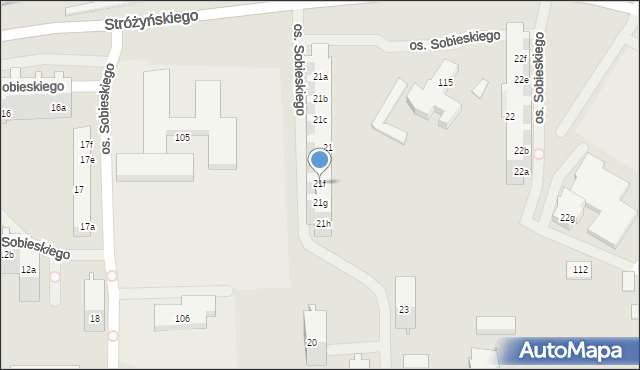 Poznań, Osiedle Króla Jana III Sobieskiego, 21f, mapa Poznania