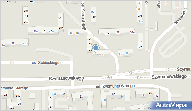 Poznań, Osiedle Króla Jana III Sobieskiego, 34c, mapa Poznania