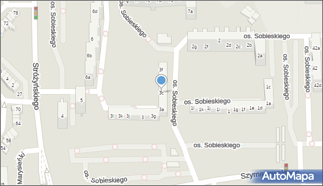 Poznań, Osiedle Króla Jana III Sobieskiego, 3c, mapa Poznania