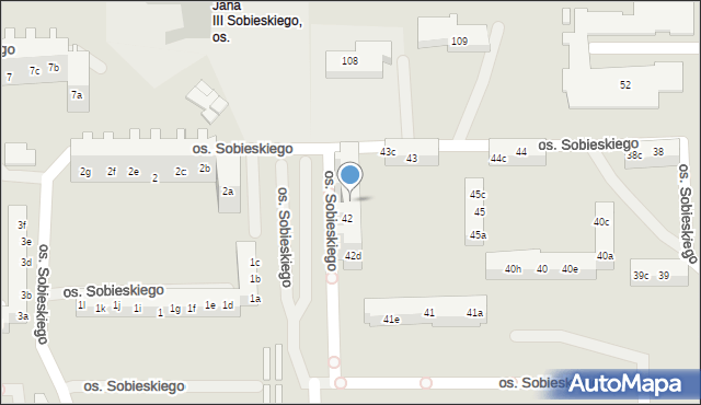 Poznań, Osiedle Króla Jana III Sobieskiego, 42b, mapa Poznania