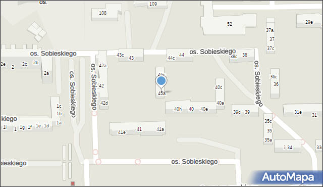Poznań, Osiedle Króla Jana III Sobieskiego, 45a, mapa Poznania