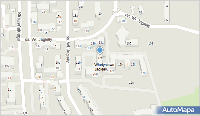 Poznań, Osiedle Króla Władysława Jagiełły, 12a, mapa Poznania