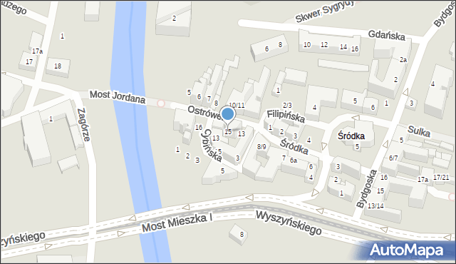 Poznań, Ostrówek, 15, mapa Poznania