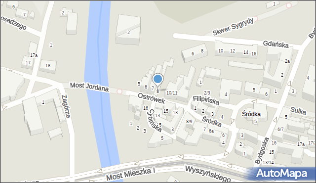 Poznań, Ostrówek, 8, mapa Poznania