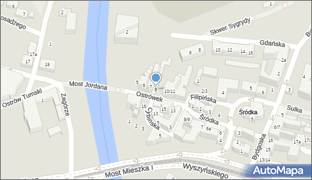 Poznań, Ostrówek, 8, mapa Poznania