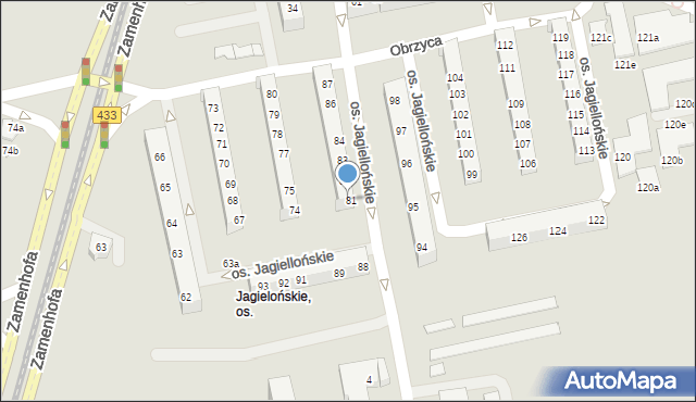 Poznań, Osiedle Jagiellońskie, 81, mapa Poznania