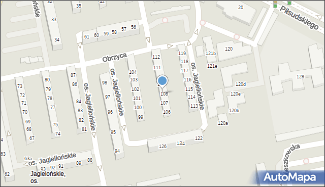 Poznań, Osiedle Jagiellońskie, 108, mapa Poznania