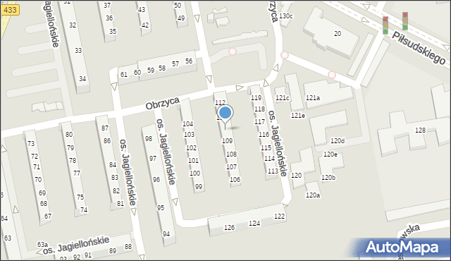 Poznań, Osiedle Jagiellońskie, 110, mapa Poznania