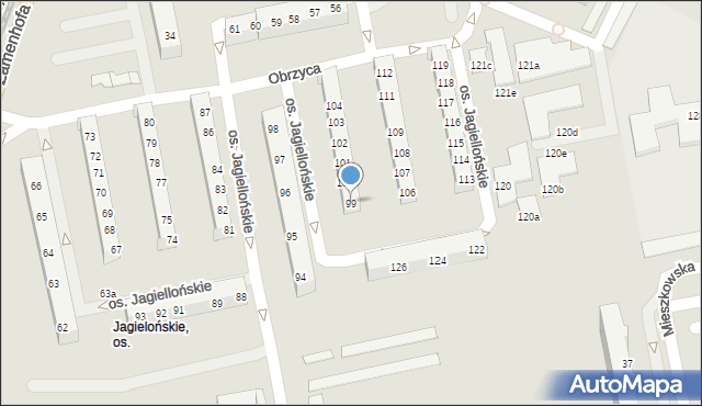 Poznań, Osiedle Jagiellońskie, 99, mapa Poznania