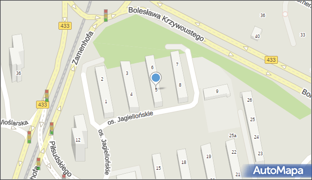 Poznań, Osiedle Jagiellońskie, 5, mapa Poznania