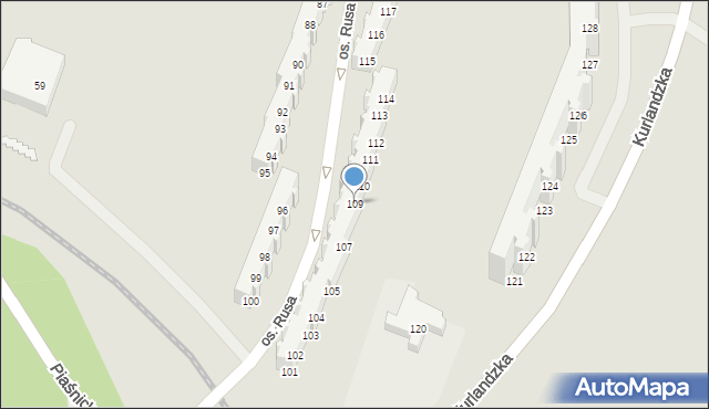 Poznań, Osiedle Rusa, 109, mapa Poznania