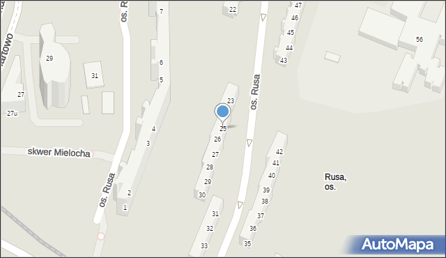 Poznań, Osiedle Rusa, 25, mapa Poznania