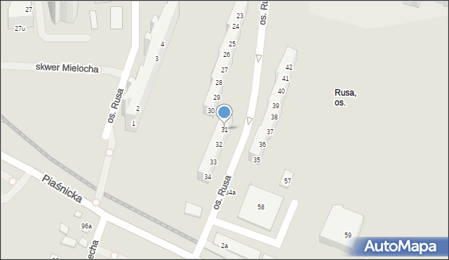 Poznań, Osiedle Rusa, 31, mapa Poznania