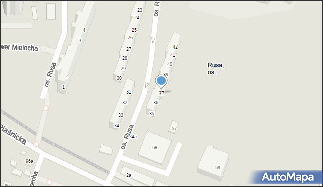 Poznań, Osiedle Rusa, 37, mapa Poznania