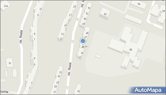 Poznań, Osiedle Rusa, 45, mapa Poznania