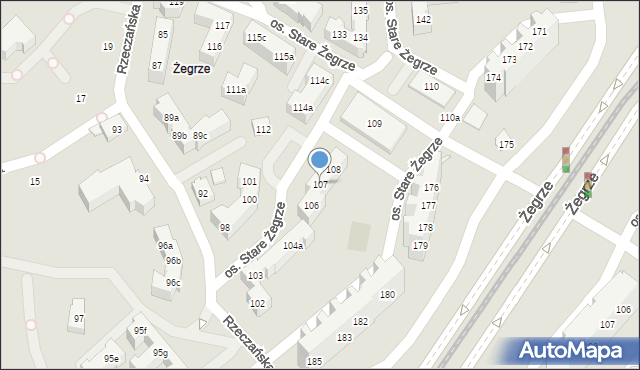 Poznań, Osiedle Stare Żegrze, 107, mapa Poznania