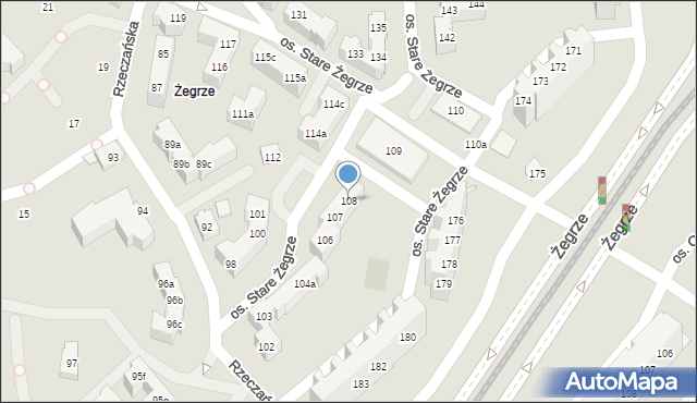 Poznań, Osiedle Stare Żegrze, 108, mapa Poznania