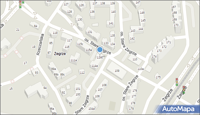 Poznań, Osiedle Stare Żegrze, 114c, mapa Poznania