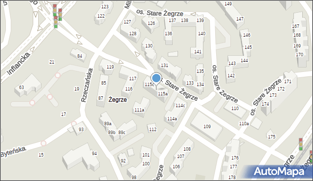 Poznań, Osiedle Stare Żegrze, 115b, mapa Poznania